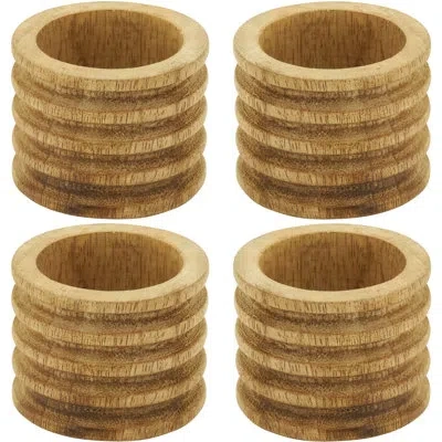 Saro 4 Piece Napkin Ring Set In Brown