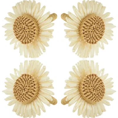 Saro 4 Piece Napkin Ring Set In Neutral