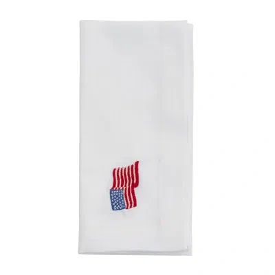 Saro 4 Piece Napkin Set In White