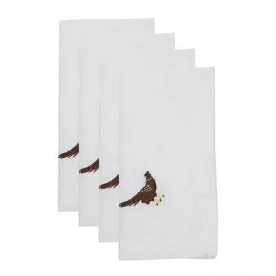 Saro 4 Piece Napkin Set In White