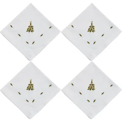 Saro 4 Piece Napkin Set In White