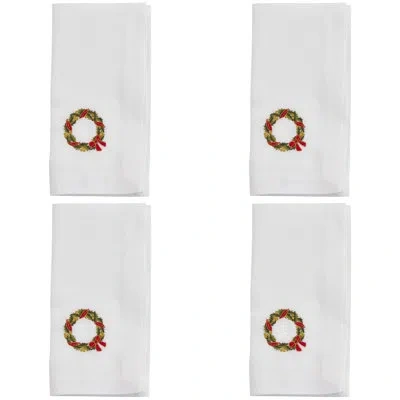 Saro 4 Piece Napkin Set In White