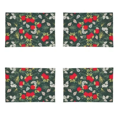 Saro 4 Piece Placemat Set In Red,green