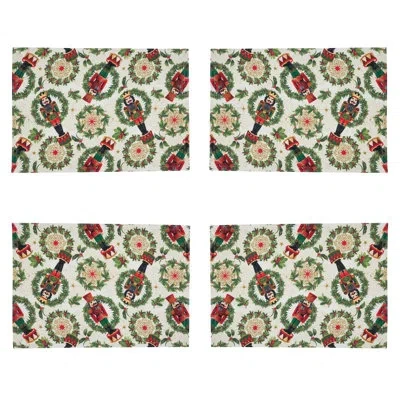 Saro 4 Piece Placemat Set In Red,green