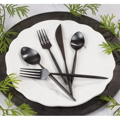 Saro 5 Piece Flatware Set, Service For 1 In Black
