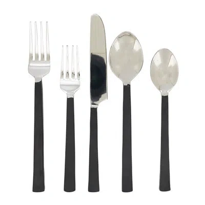 Saro 5 Piece Flatware Set, Service For 1 In Black