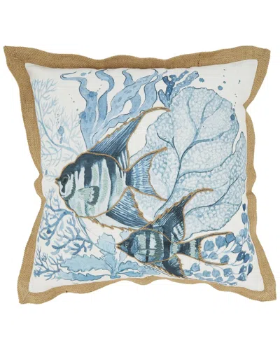 Saro 7421-pillow  Outdoor Polyester Square Pillow In White