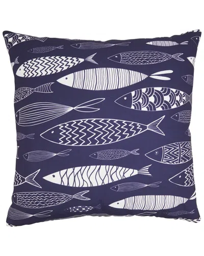 Saro 7897-pillow  Outdoor Polyester Square Pillow In Blue