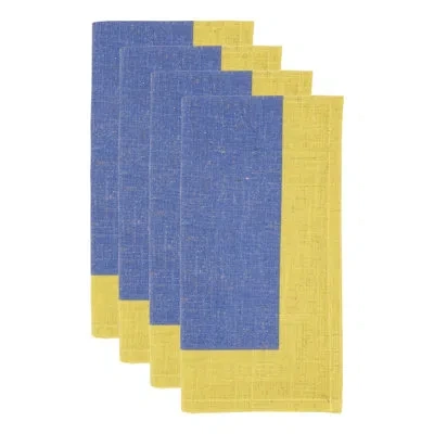 Saro 85% Polyester - 15% Linen No Pattern Rectangle Napkin In Blue
