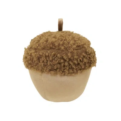 Saro Acorn Shaped Polyester Filled Throw Pillow - Plush Sherpa Accent Throw Pillow For Fall Decorating, A In Brown