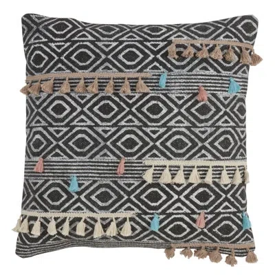 Saro Adilah Cotton Feather Geometric Throw Pillow