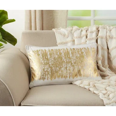 Saro Agatha Rectangular Cotton Pillow Cover & Insert In Gold