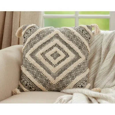 Saro Aidy Square Cotton Pillow Cover & Insert In Polyester,polyfill