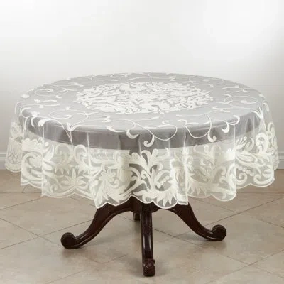 Saro Alessandra Embroidered Tablecloth In Ivory