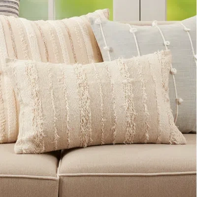 Saro Amorette Fringe Rectangular 100% Cotton Pillow Cover & Insert In Polyester