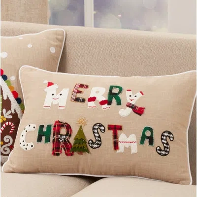 Saro Ariadne 'merry Christmas' Holiday Rectangular 100% Cotton Pillow Cover