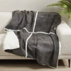 Saro Artisan Patchwork Leather Throw In Dark Gray