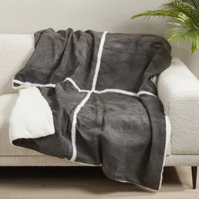 Saro Artisan Patchwork Leather Throw In Dark Gray