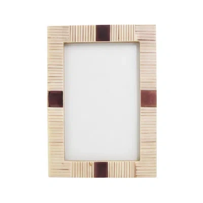 Saro Artisan Ribbed Bone Photo Frame