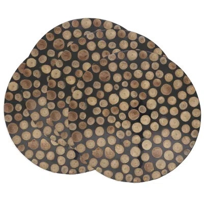 Saro Artisan Wood And Resin Charger Plate (set Of 4) In Black