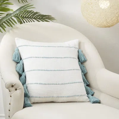 Saro Atarah Collection Striped Cotton Throw Pillow In Polyester