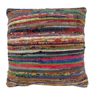 Saro Authentic Chindi Collection Striped Throw Pillow In Polyester,polyfill,polyfill