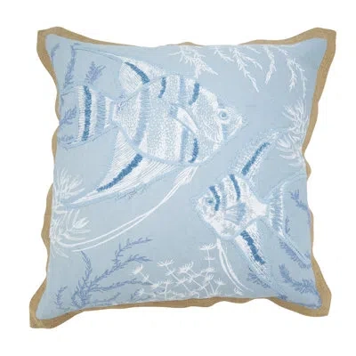 Saro Ballast Collection Cotton Pillow Cover In Blue;brown
