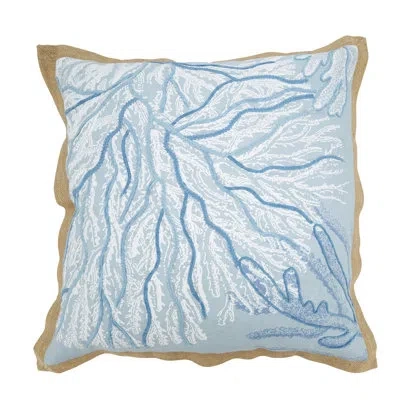 Saro Ballast Collection Cotton Pillow Cover In Blue;brown