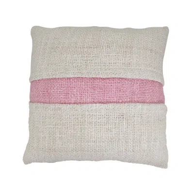 Saro Banded Poly Filled Throw Pillow In Pillow Cover Only - No Insert,pink