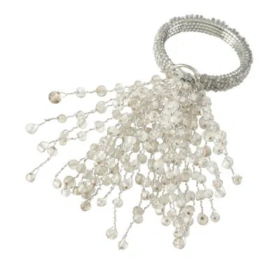 Saro Beaded Napkin Ring In Silver