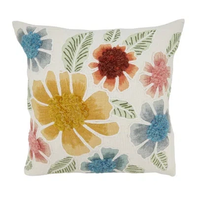 Saro Beautiful Embroidered Floral Pillow In No Insert