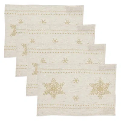 Saro Beautifully Embellished Snowflake Placemat (set Of 4) 20b In Natural