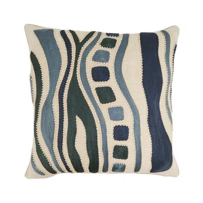 Saro Beautifully Embroidered Pillow In Multi