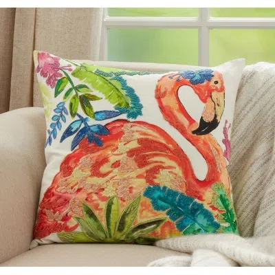Saro Birds Of Paradise Square Cotton Pillow Cover In Pillow Cover Only - No Insert