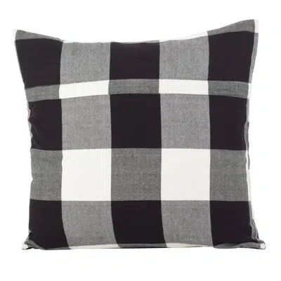 Saro Birmingham Square Cotton Pillow Cover & Insert In Black,no Fill