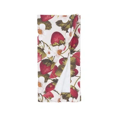 Saro Breezy Juicy Strawberry Napkin (set Of 4) In Multi