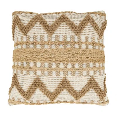 Saro Breland Collection Geometric Throw Pillow In Ivory,pillow Cover Only - No Insert