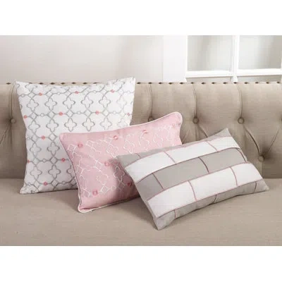 Saro Brick Geometric Tile Lumbar Pillow