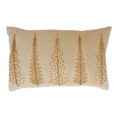 Saro Brynn 100% Cotton Throw Rectangular Pillow Cover & Insert In Beige,polyester,polyfill