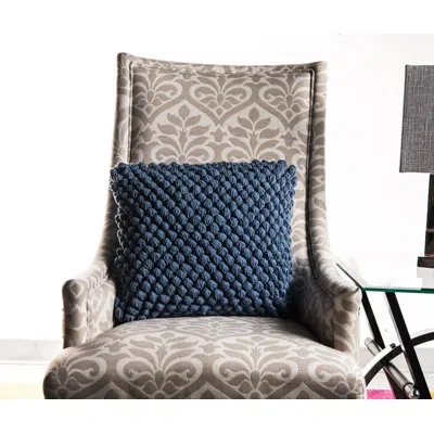 Saro Camargue Cotton Feather 20" Throw Pillow In Blue