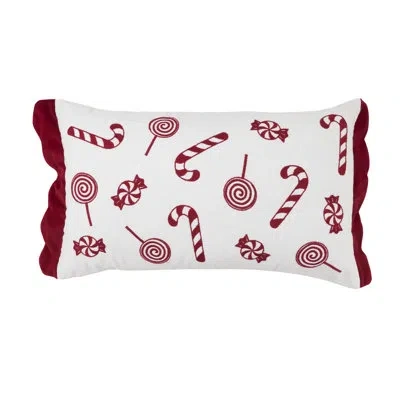 Saro Candy Cane & Peppermint Throw Pillow Cover - Festive Holiday Decorative Throw Pillow Cover For Chris In Does Not Apply