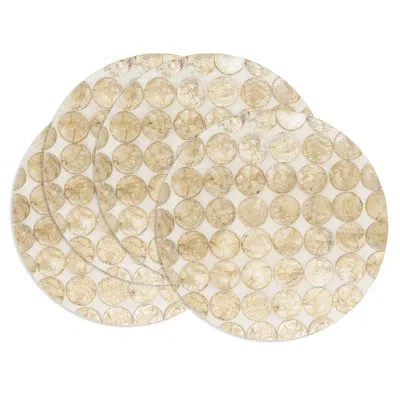 Saro Capiz Disc Placemat (set Of 4) In Ivory