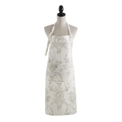 Saro Charming Toile Floral Apron In Green