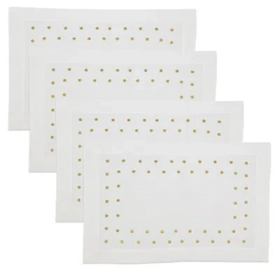 Saro Cheerful Polka Dot Placemat (set Of 4) 20b In Gold