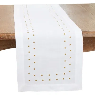 Saro Cheerful Polka Dot Table Runner In Gold