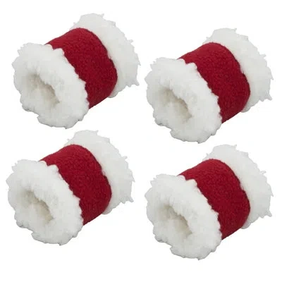 Saro Cheerful Red And White Santa Claus Napkin Ring (set Of 4)