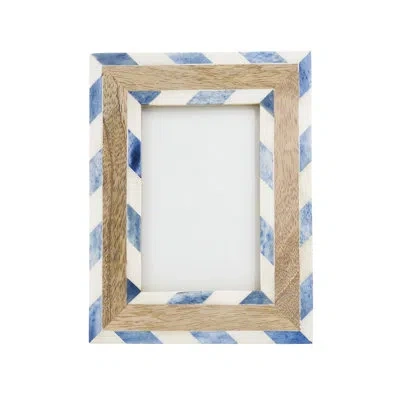 Saro Chevron And Wood Crafted Bone Photo Frame
