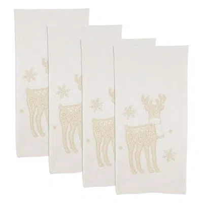 Saro Chilly Reindeer Guest Towel (set Of 4)