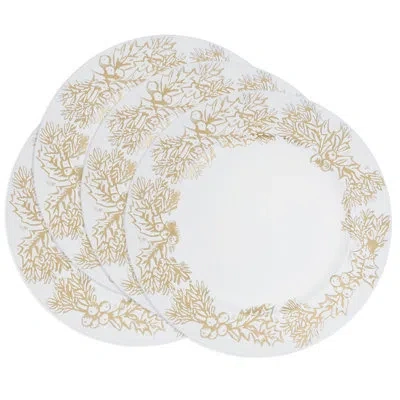 Saro Christmas Holly Berries Charger Plate (set Of 4) In White