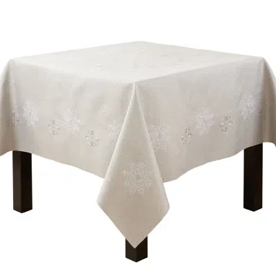 Saro Christmas Tablecloth In Silver